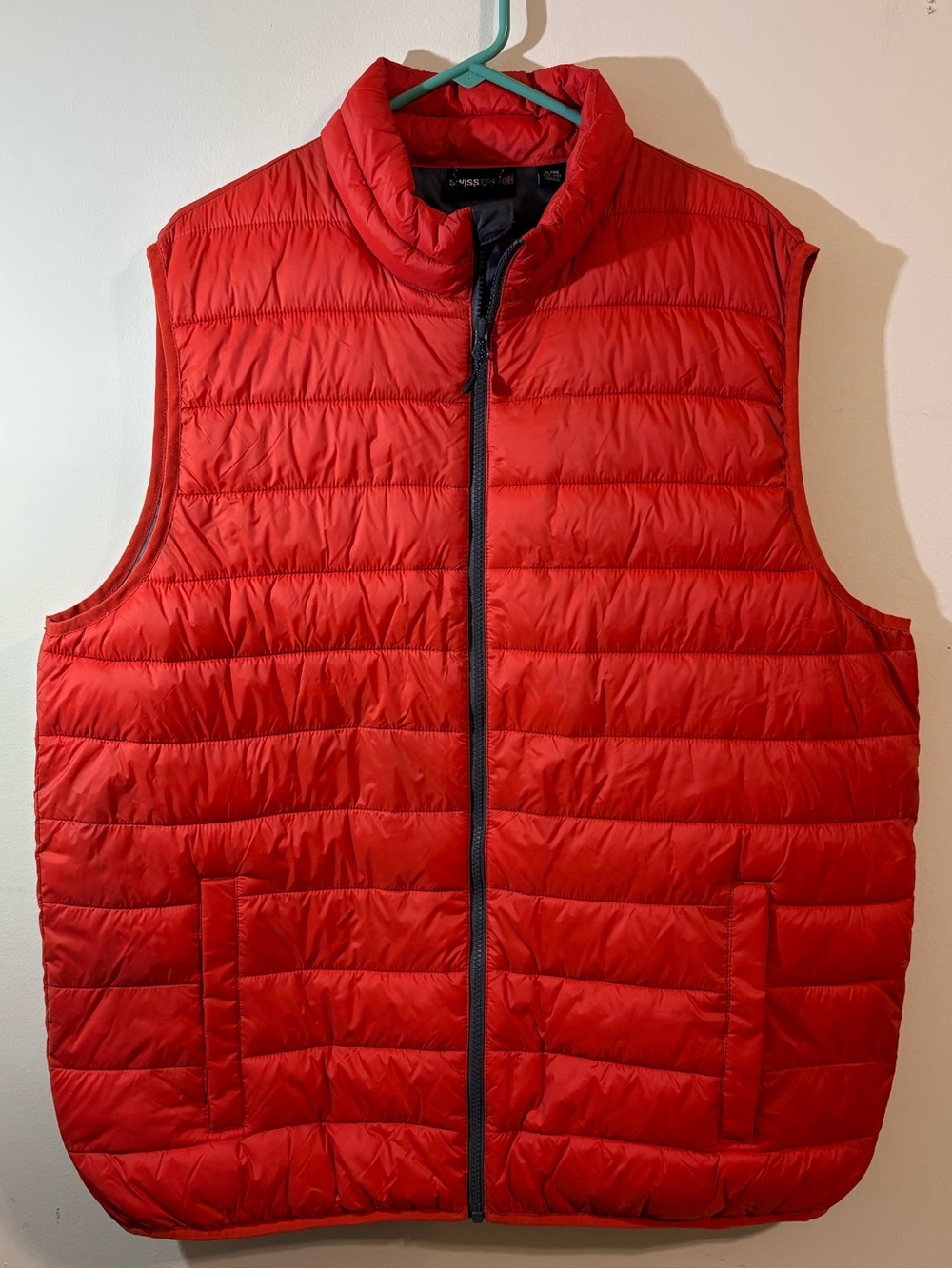 Swiss Tech puffer vest Mens‎ XL orange lightweight water-resist snap pockets